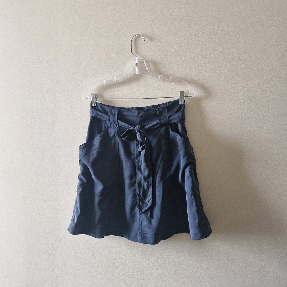 HD In Paris Navy Blue Skirt with Tie Waist By Anthropologie
